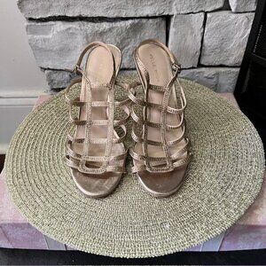 Pelle Moda Champagne Gold Strappy Evening Shoes